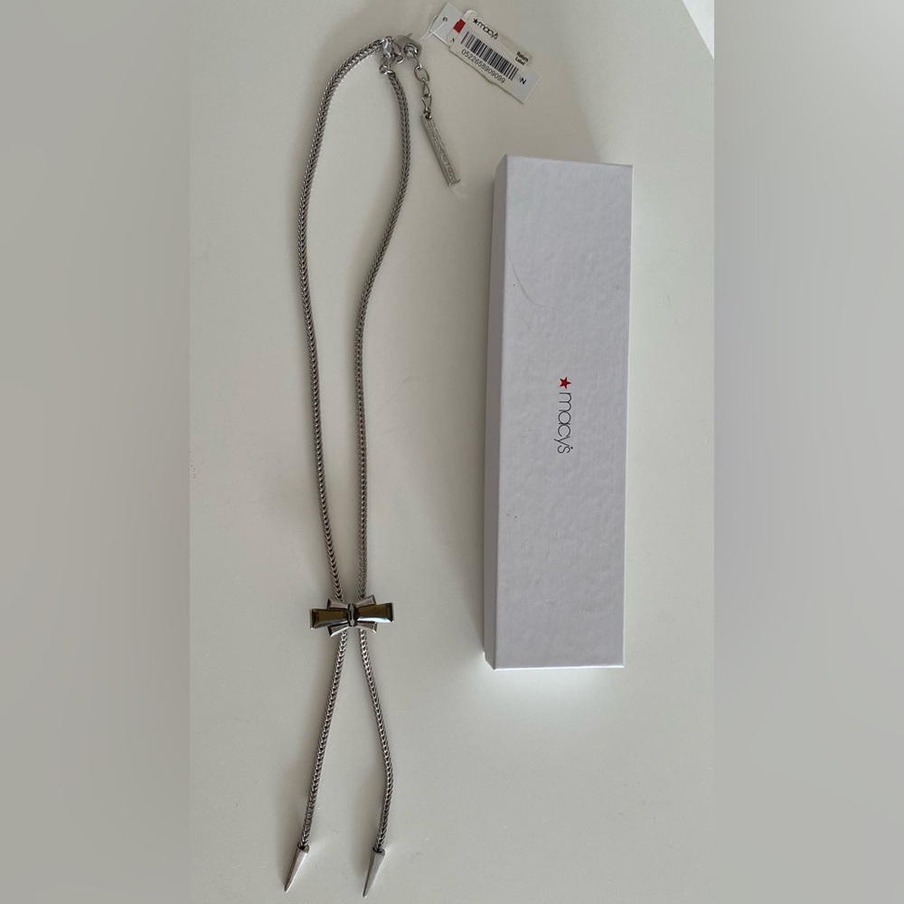 NWT - BCBGeneration Gem Bow Lariat Necklace - Silver